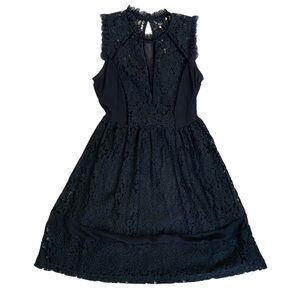 DEX Black Lace with mesh paneling midi dress | Sz Small